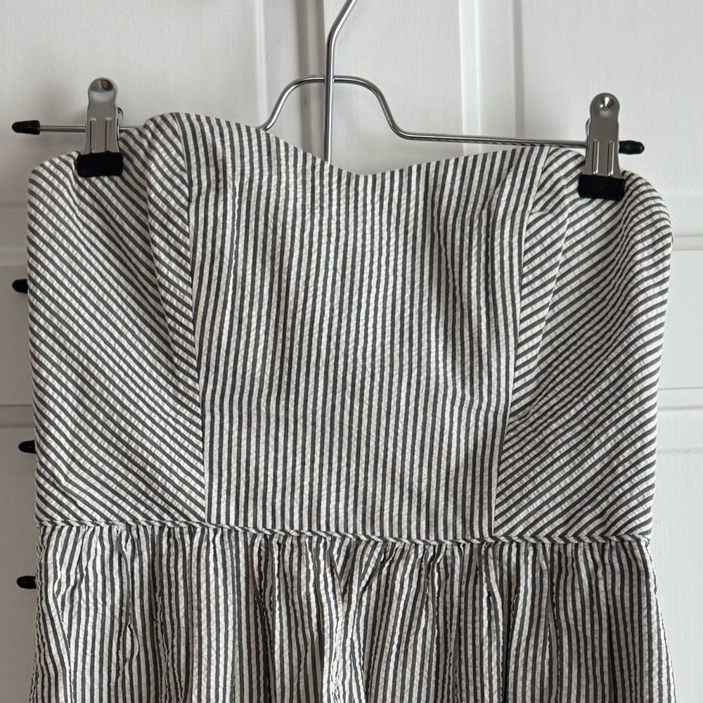 J. Crew Seersucker Short Dress in Gray